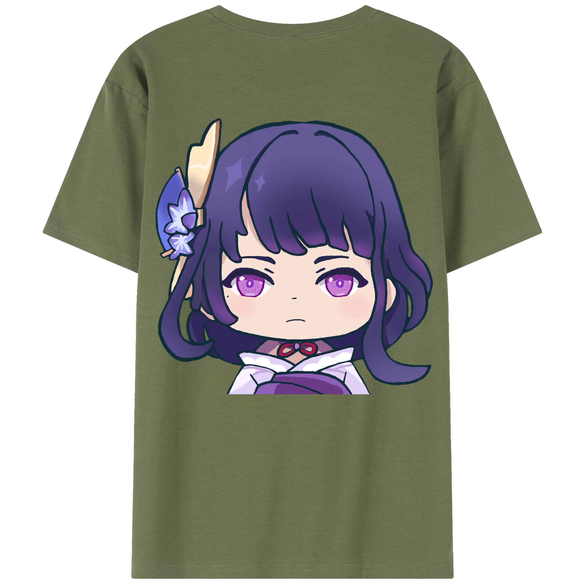 げんし神 雷電将軍 らいでんしょうぐん genshin Raiden Shogun 綿100％半袖Tシャツ（背面プリント）